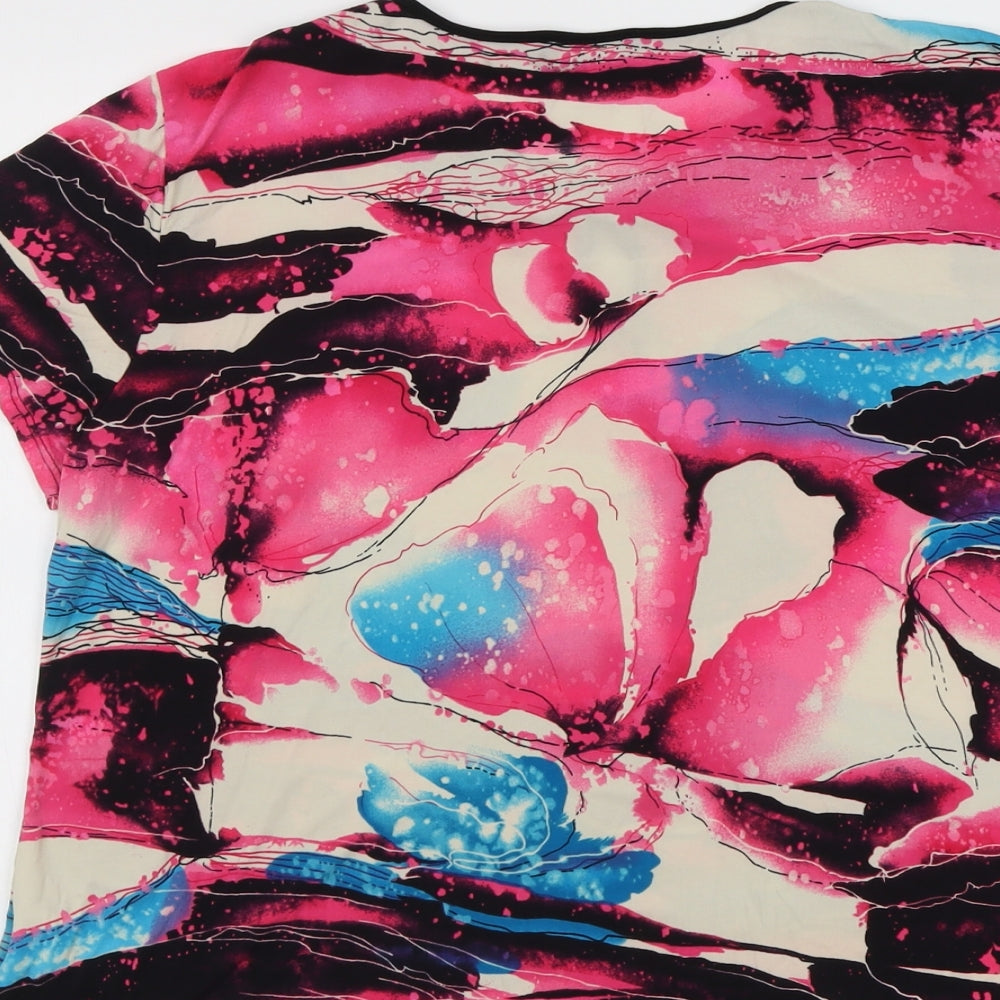 Saloos Womens Multicoloured Geometric Polyester Basic Blouse Size 22 Round Neck