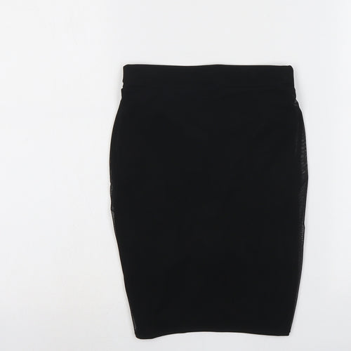 PRETTYLITTLETHING Womens Black Polyester Bandage Skirt Size 6
