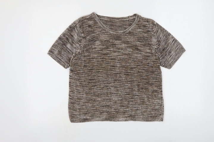 Marks and Spencer Womens Beige Round Neck Viscose Pullover Jumper Size 12