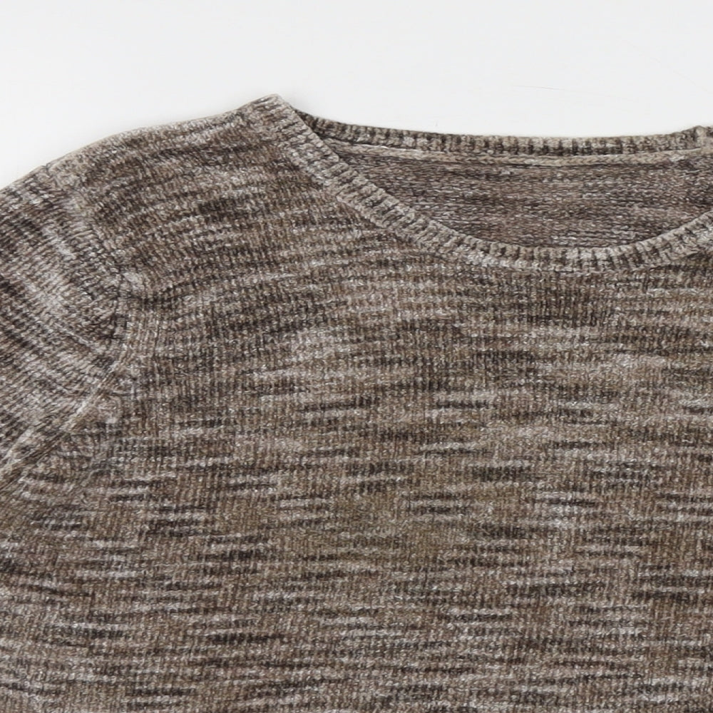 Marks and Spencer Womens Beige Round Neck Viscose Pullover Jumper Size 12