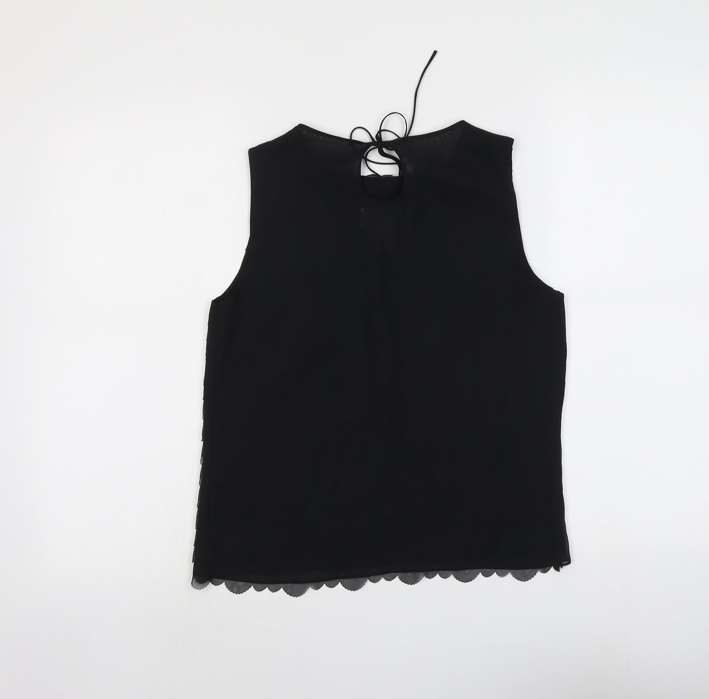 Max Studio Womens Black Polyester Basic Tank Size S Round Neck