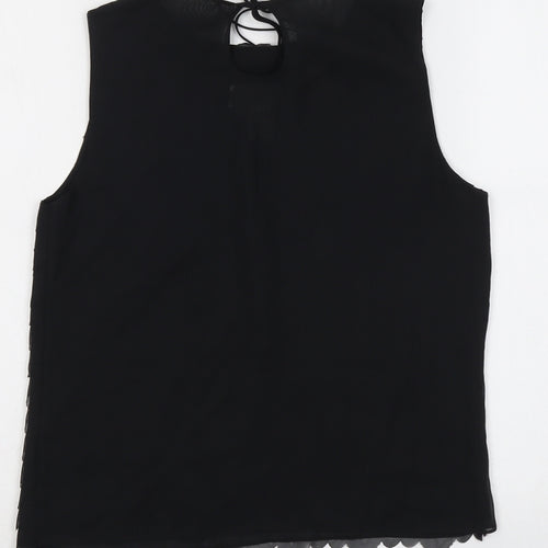 Max Studio Womens Black Polyester Basic Tank Size S Round Neck