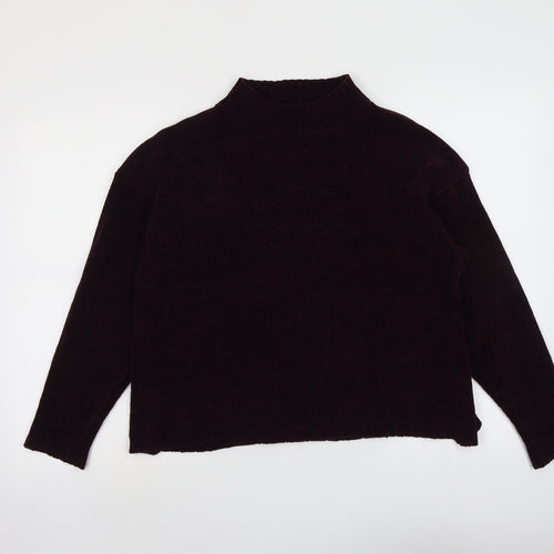Gina Locardo Womens Purple Mock Neck Acrylic Pullover Jumper Size S