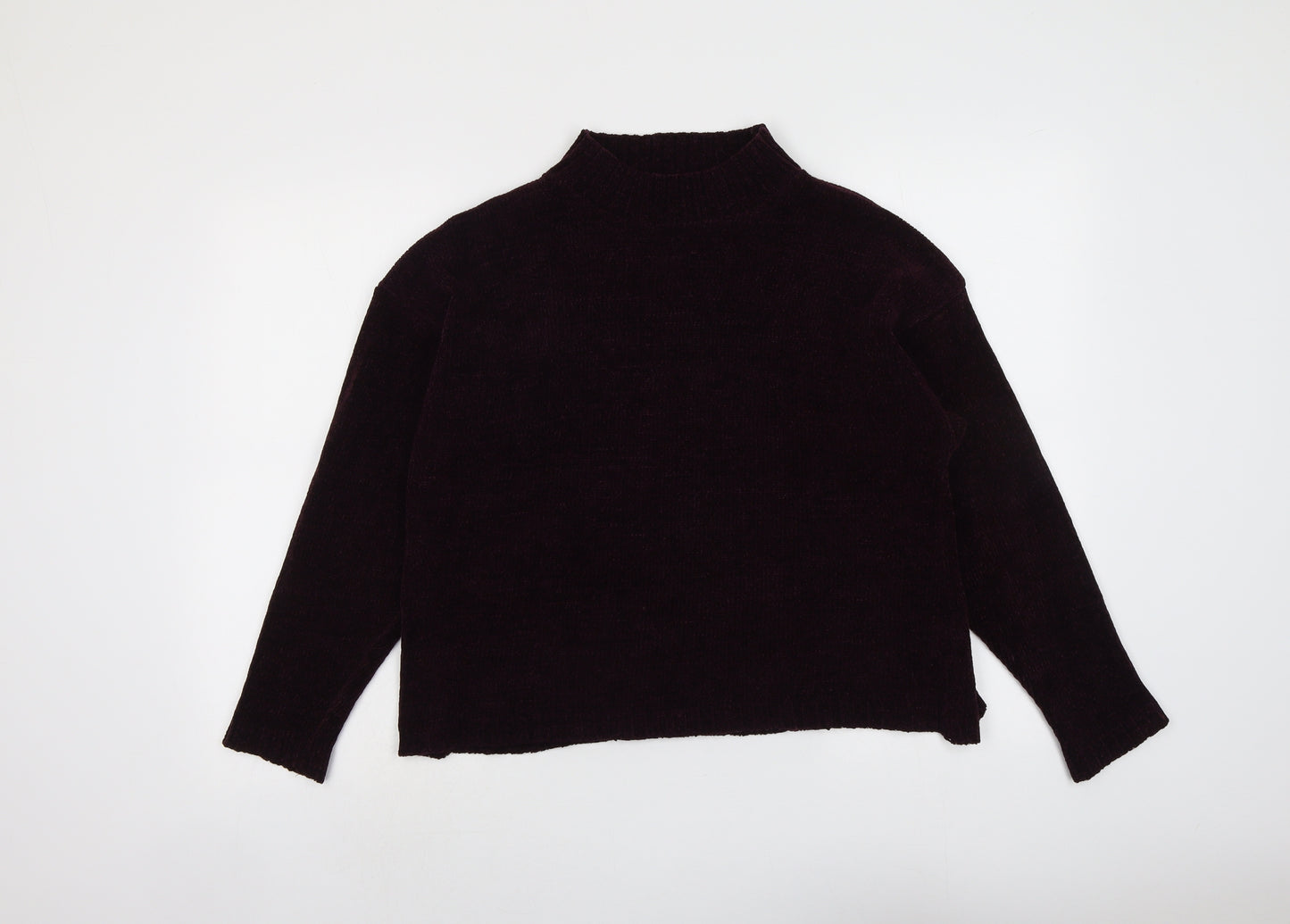 Gina Locardo Womens Purple Mock Neck Acrylic Pullover Jumper Size S