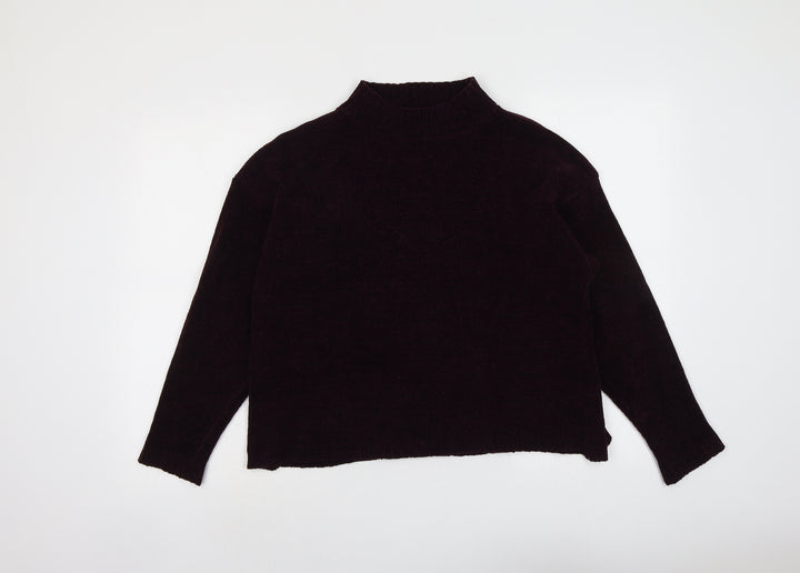 Gina Locardo Womens Purple Mock Neck Acrylic Pullover Jumper Size S