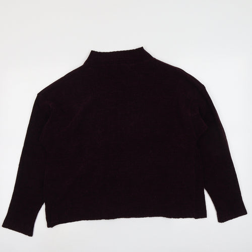 Gina Locardo Womens Purple Mock Neck Acrylic Pullover Jumper Size S