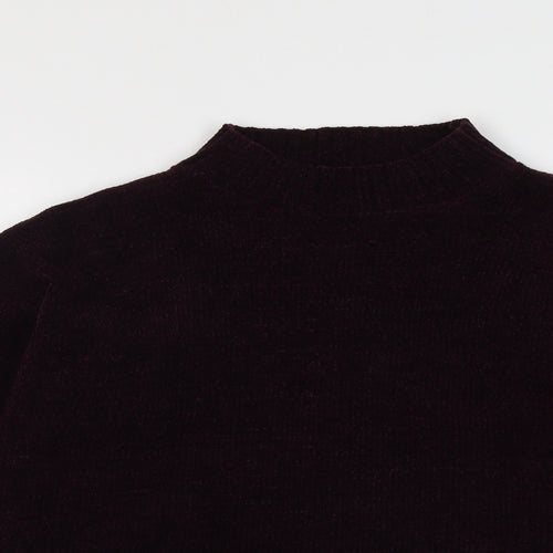 Gina Locardo Womens Purple Mock Neck Acrylic Pullover Jumper Size S