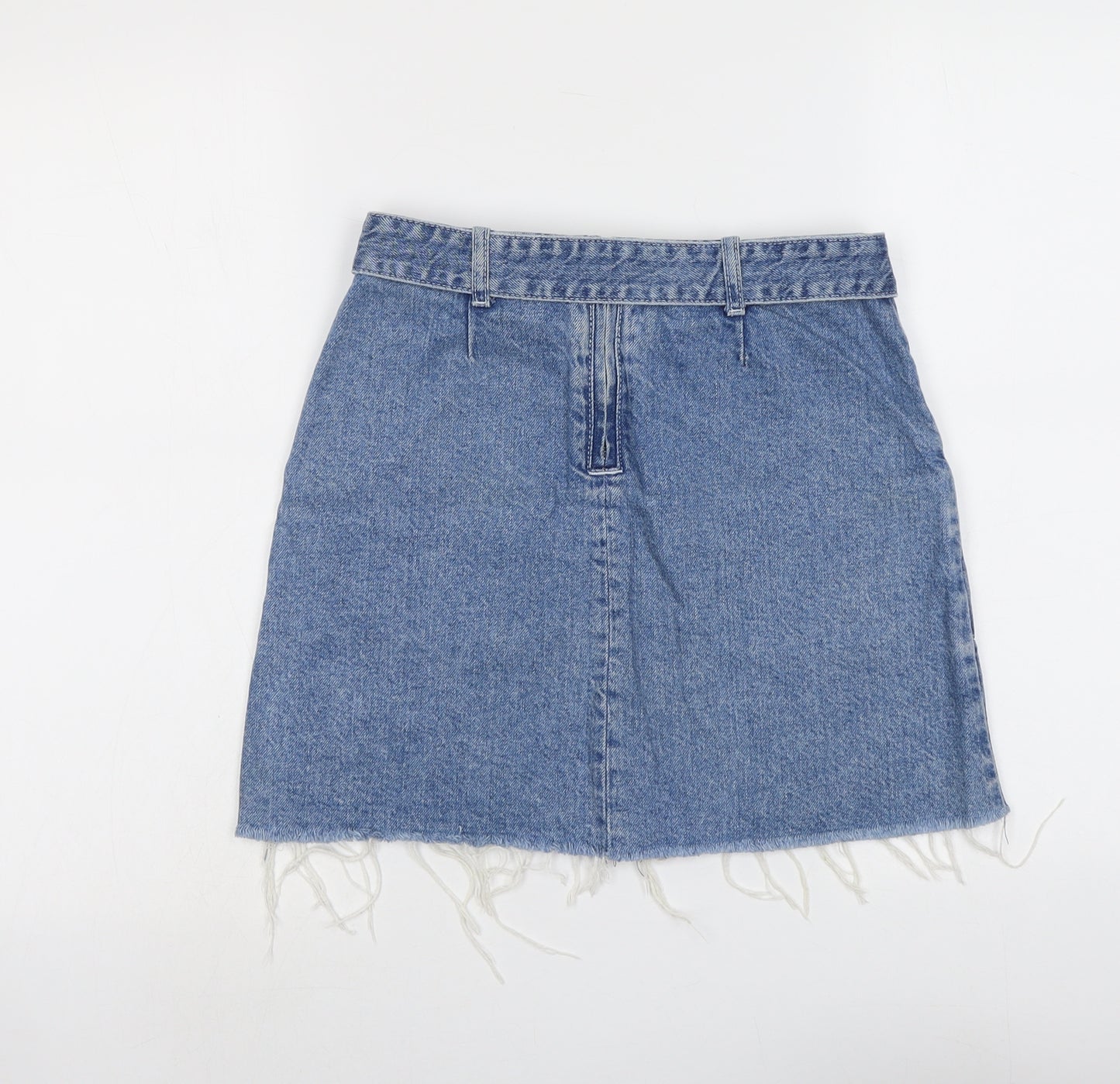 ASOS Womens Blue Cotton Mini Skirt Size 8 Zip