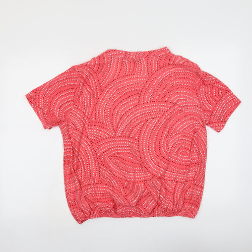 AURA Womens Pink Geometric Polyester Basic Blouse Size XL V-Neck