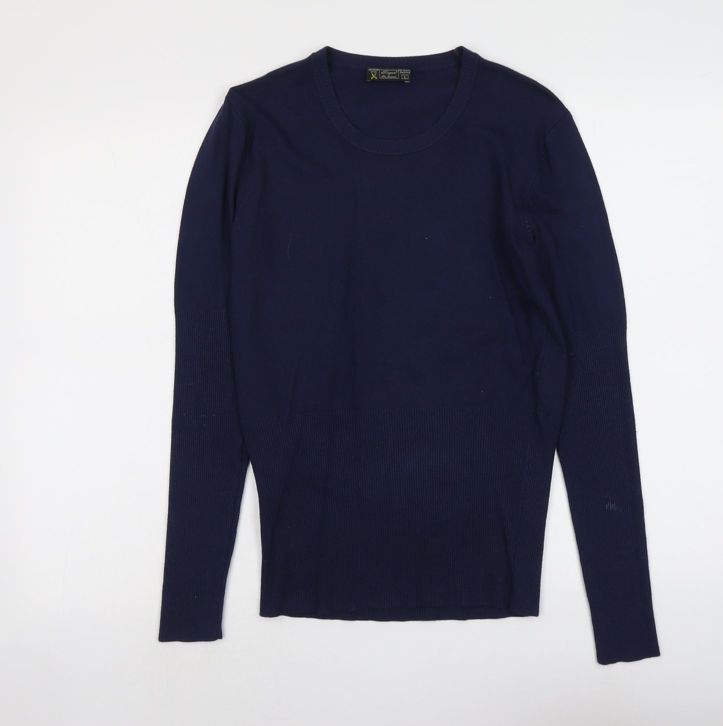 Trigam Womens Blue Round Neck Cotton Pullover Jumper Size L