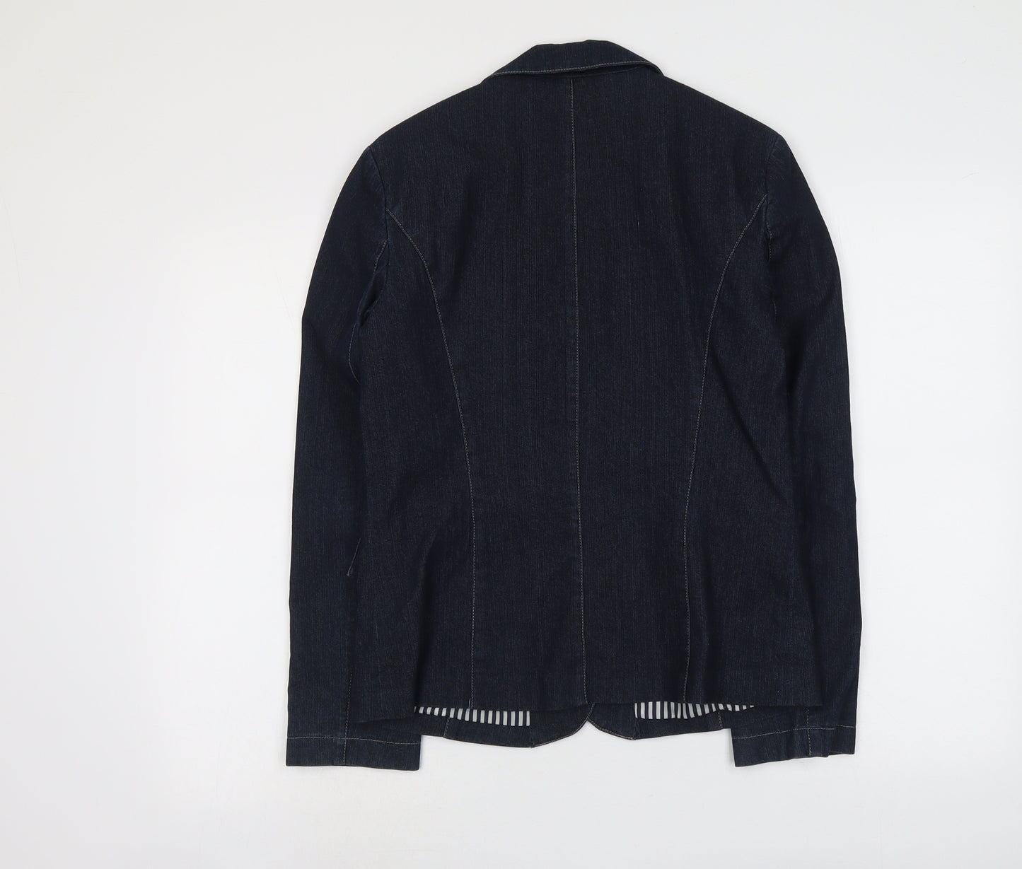 Focus 2000 Womens Blue Cotton Jacket Blazer Size 6 - Contrast Stitching
