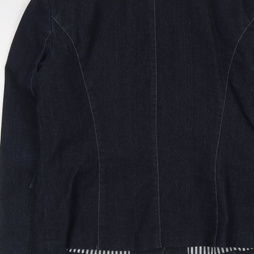 Focus 2000 Womens Blue Cotton Jacket Blazer Size 6 - Contrast Stitching