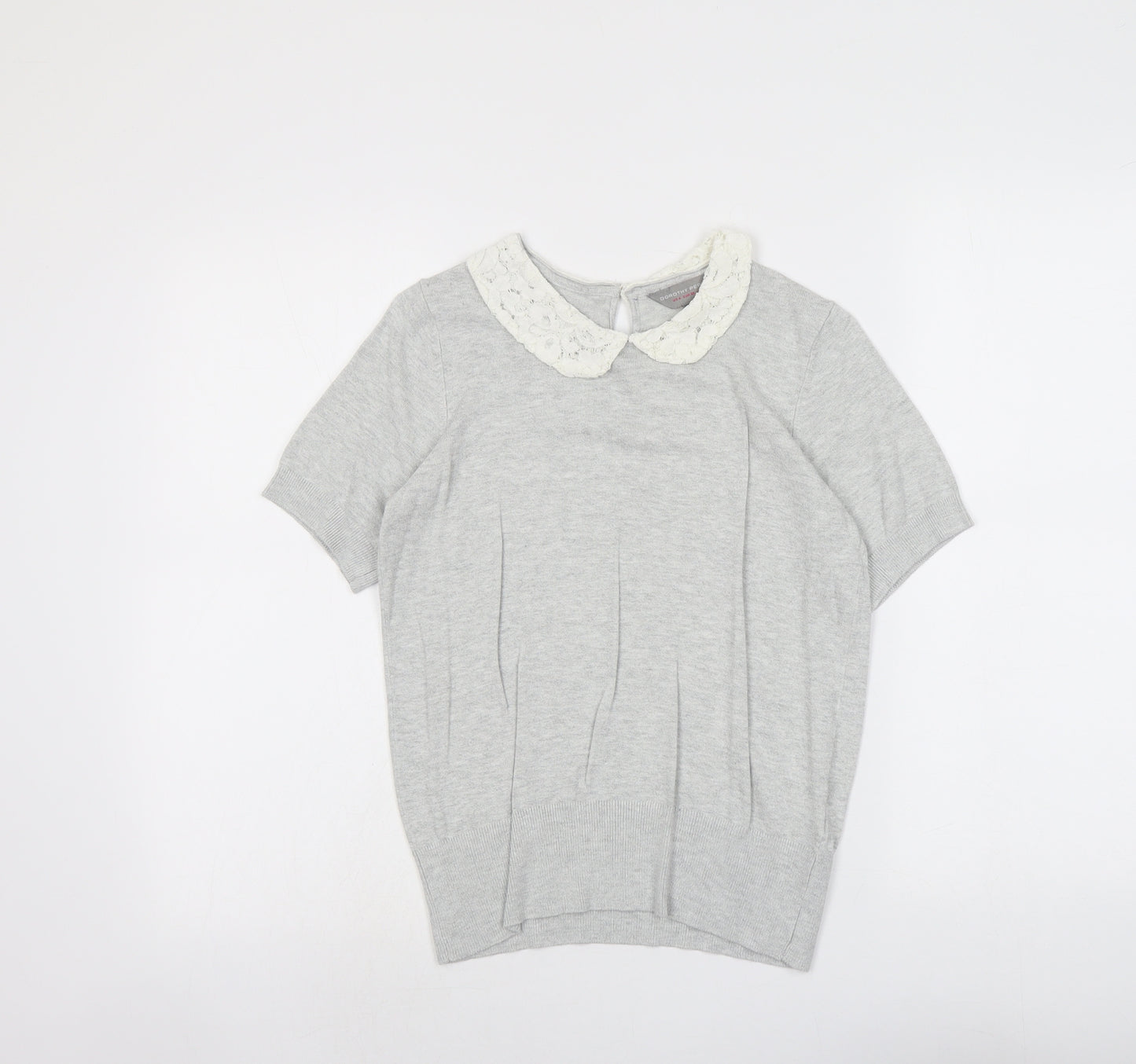 Dorothy Perkins Womens Grey Collared Viscose Pullover Jumper Size 8