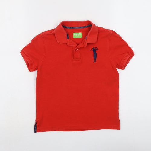 Bossini Boys Red Cotton Pullover Polo Size 6 Years Collared Button