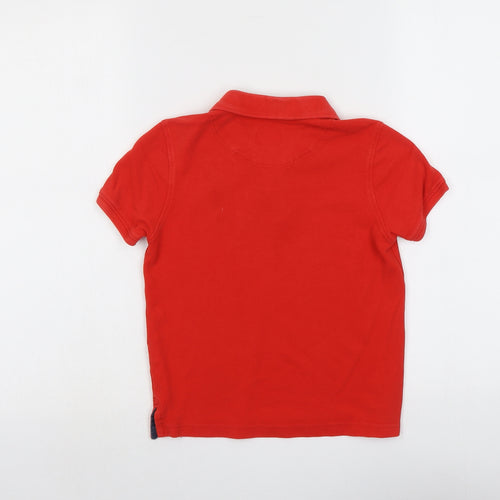 Bossini Boys Red Cotton Pullover Polo Size 6 Years Collared Button