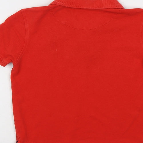 Bossini Boys Red Cotton Pullover Polo Size 6 Years Collared Button