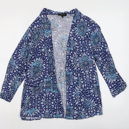 New Look Womens Black Geometric Viscose Kimono Blouse Size 8 V-Neck