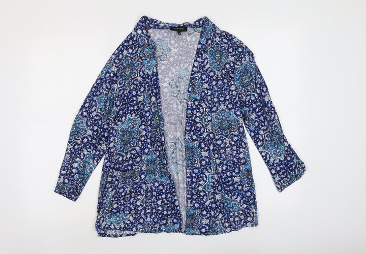New Look Womens Black Geometric Viscose Kimono Blouse Size 8 V-Neck