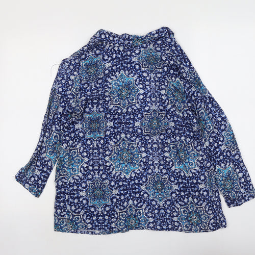 New Look Womens Black Geometric Viscose Kimono Blouse Size 8 V-Neck