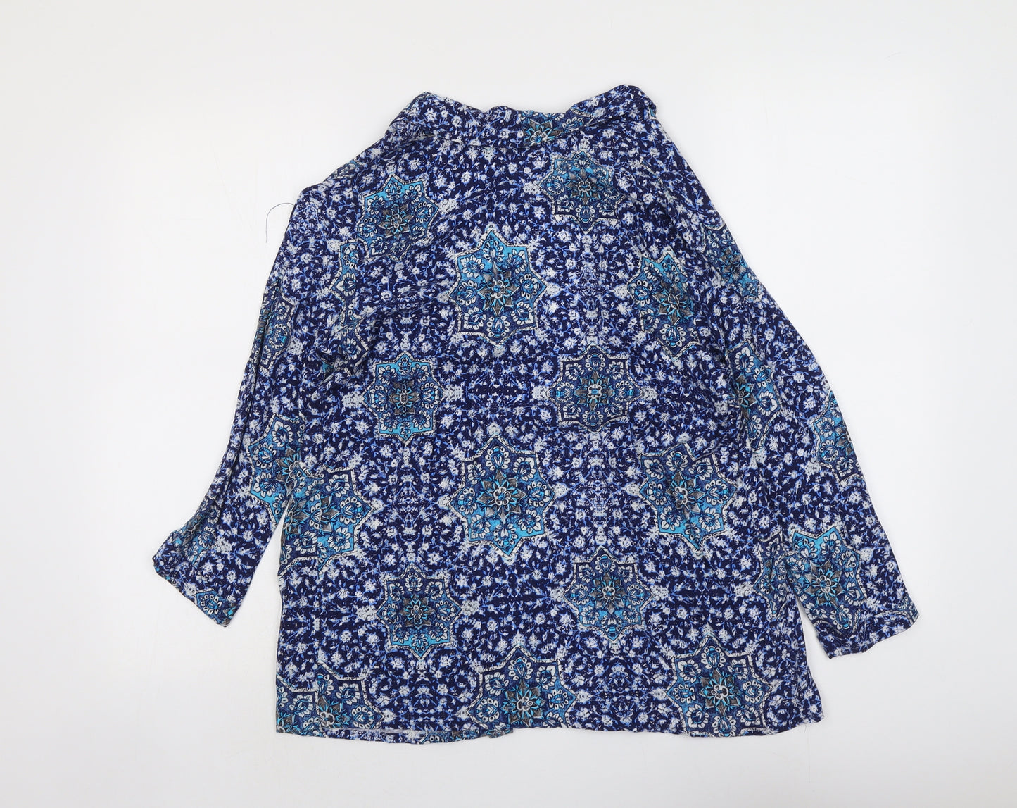 New Look Womens Black Geometric Viscose Kimono Blouse Size 8 V-Neck
