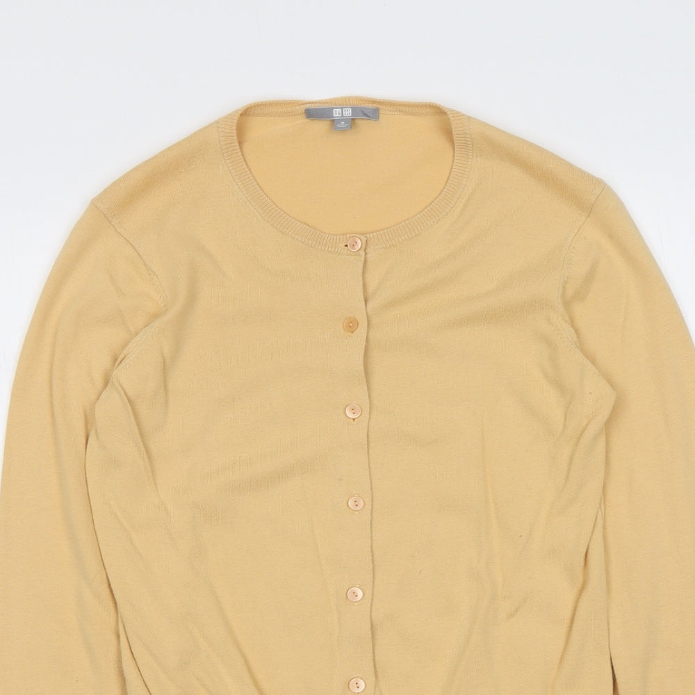 Uniqlo Womens Yellow Round Neck Cotton Cardigan Jumper Size M