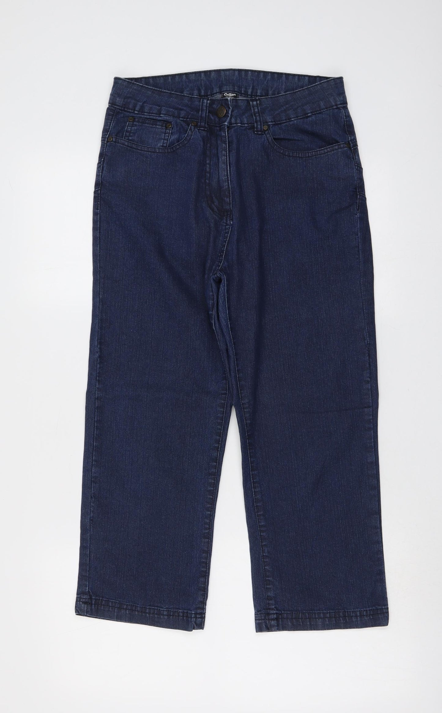 Cotton Traders Womens Beige Cotton Cropped Jeans Size 10 L22 in Regular Button