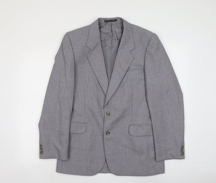 Burton Mens Grey Striped Polyester Jacket Suit Jacket Size M Regular