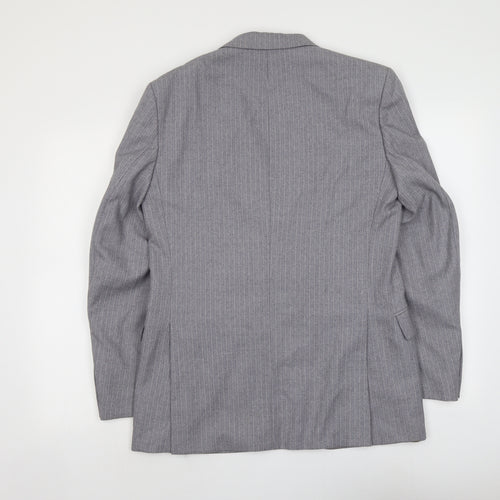 Burton Mens Grey Striped Polyester Jacket Suit Jacket Size M Regular