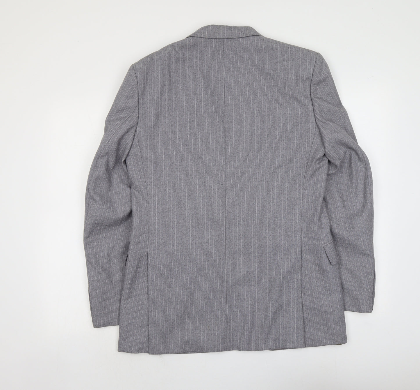 Burton Mens Grey Striped Polyester Jacket Suit Jacket Size M Regular