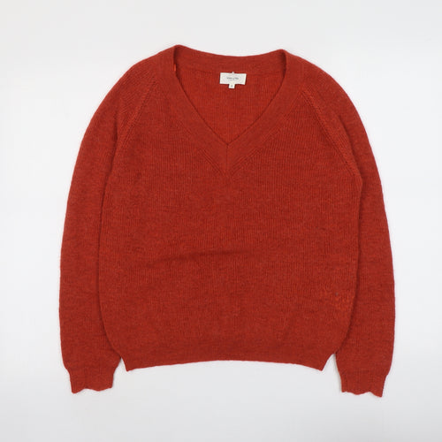 Grace&Mila Womens Red V-Neck Acrylic Pullover Jumper Size S
