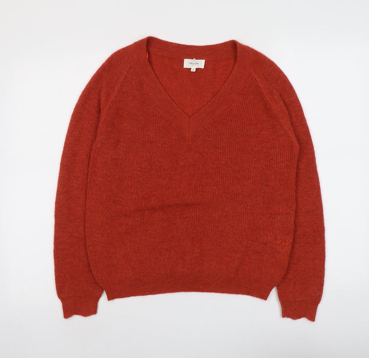 Grace&Mila Womens Red V-Neck Acrylic Pullover Jumper Size S