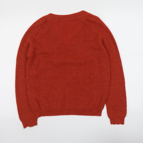 Grace&Mila Womens Red V-Neck Acrylic Pullover Jumper Size S