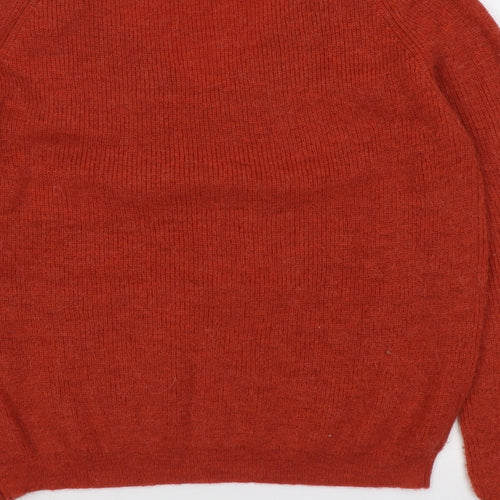Grace&Mila Womens Red V-Neck Acrylic Pullover Jumper Size S