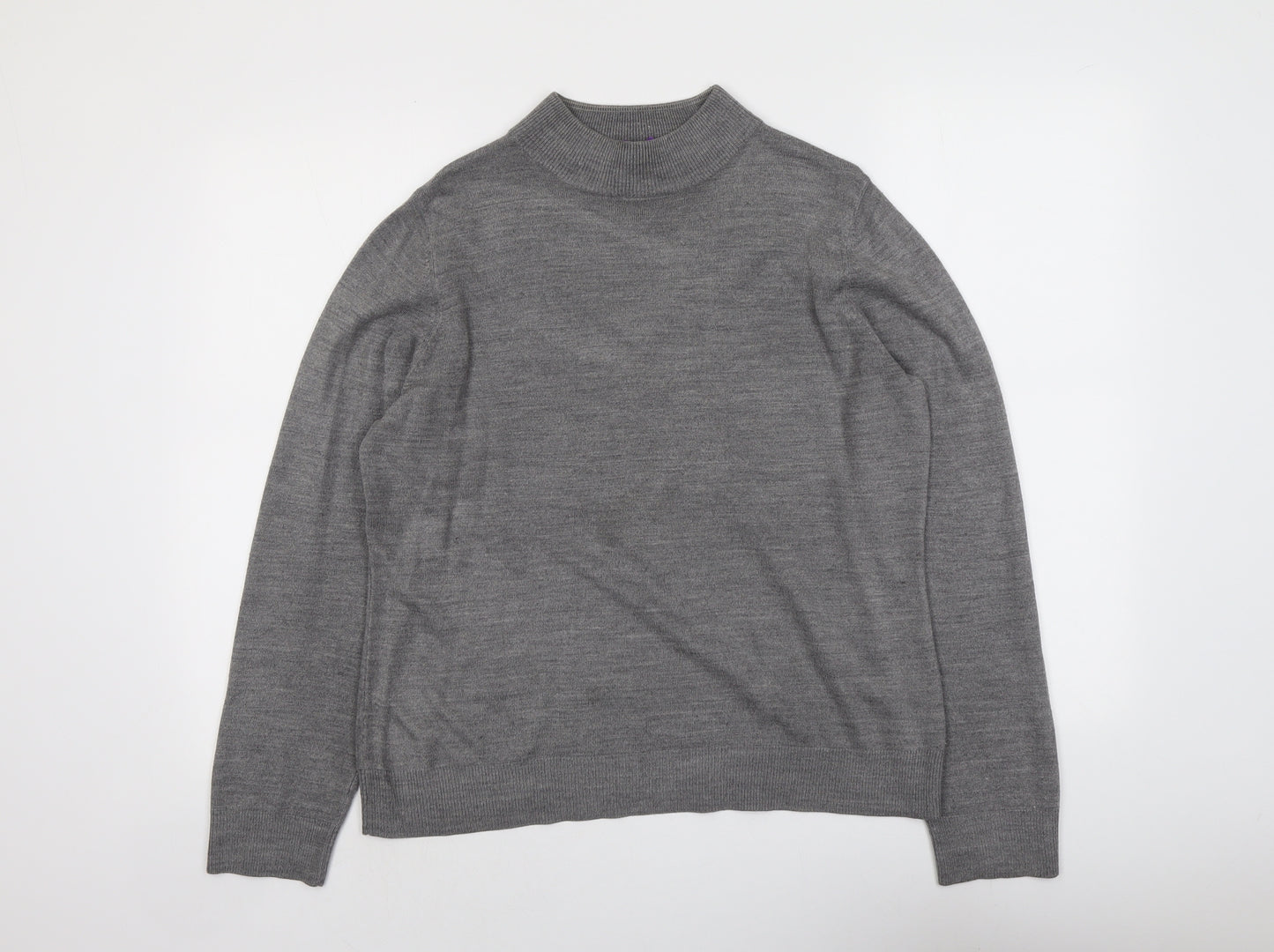 BHS Womens Grey Mock Neck Acrylic Pullover Jumper Size 16