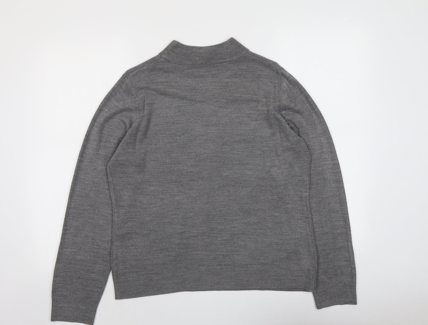 BHS Womens Grey Mock Neck Acrylic Pullover Jumper Size 16
