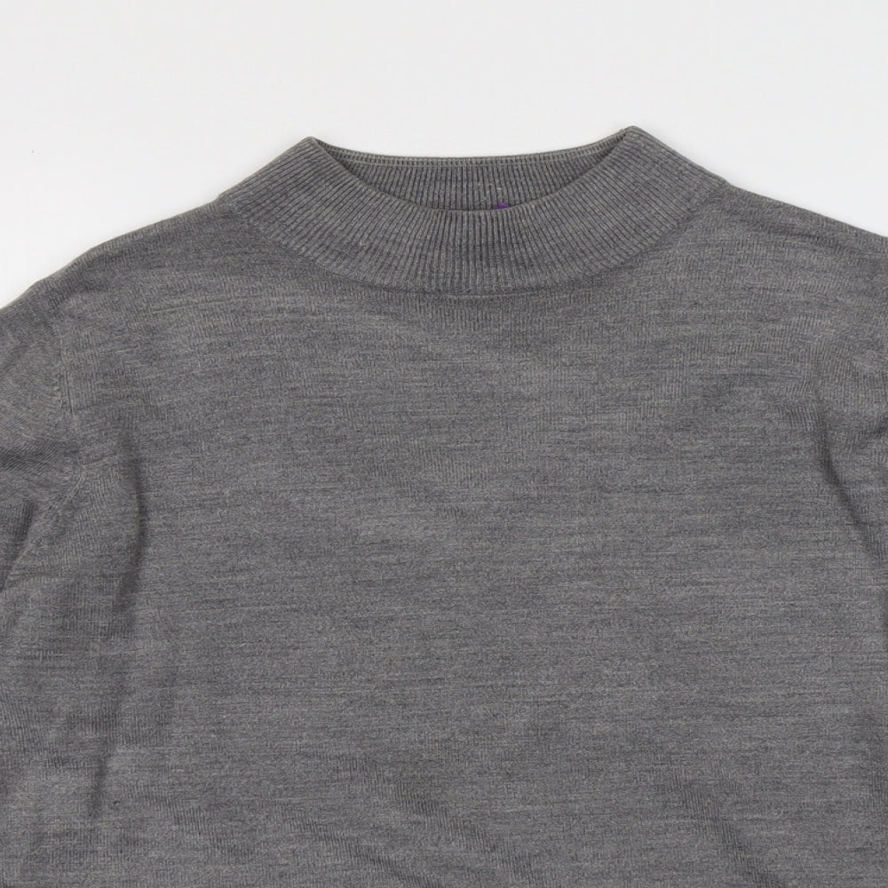 BHS Womens Grey Mock Neck Acrylic Pullover Jumper Size 16