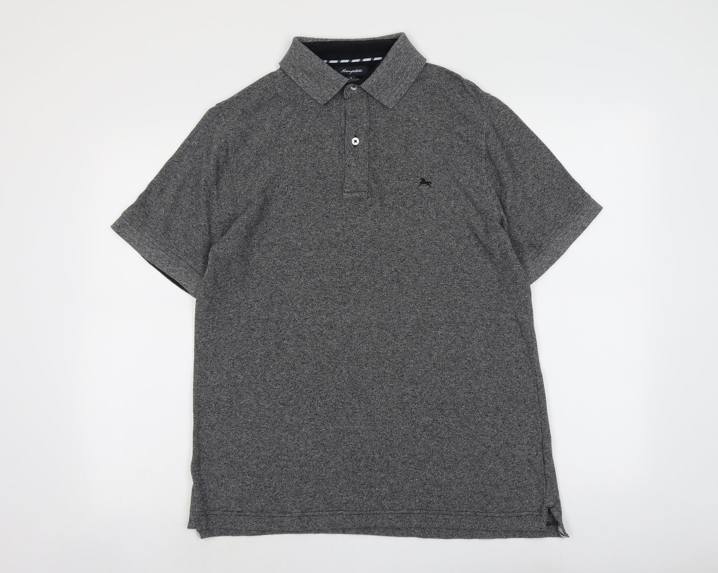 Hampton Mens Grey Cotton Polo Size M Collared Button