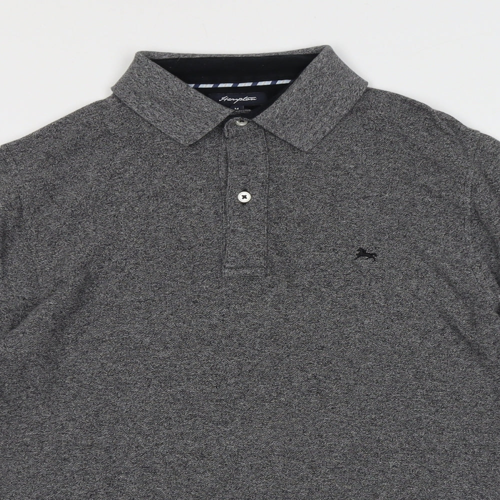Hampton Mens Grey Cotton Polo Size M Collared Button