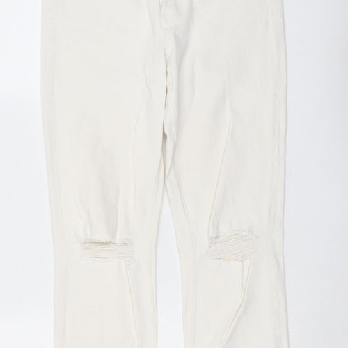 H&M Womens Ivory Cotton Straight Jeans Size 29 in L26 in Slim Button