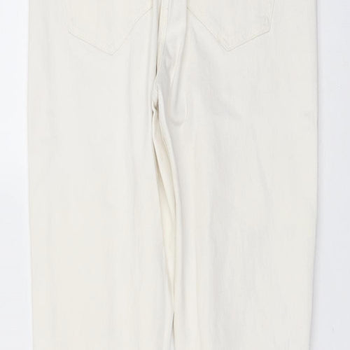 H&M Womens Ivory Cotton Straight Jeans Size 29 in L26 in Slim Button