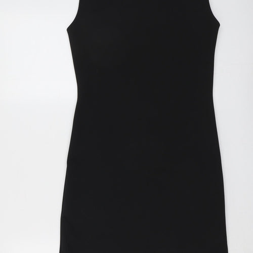 Izabel Womens Black Geometric Polyester A-Line Size 10 V-Neck Pullover