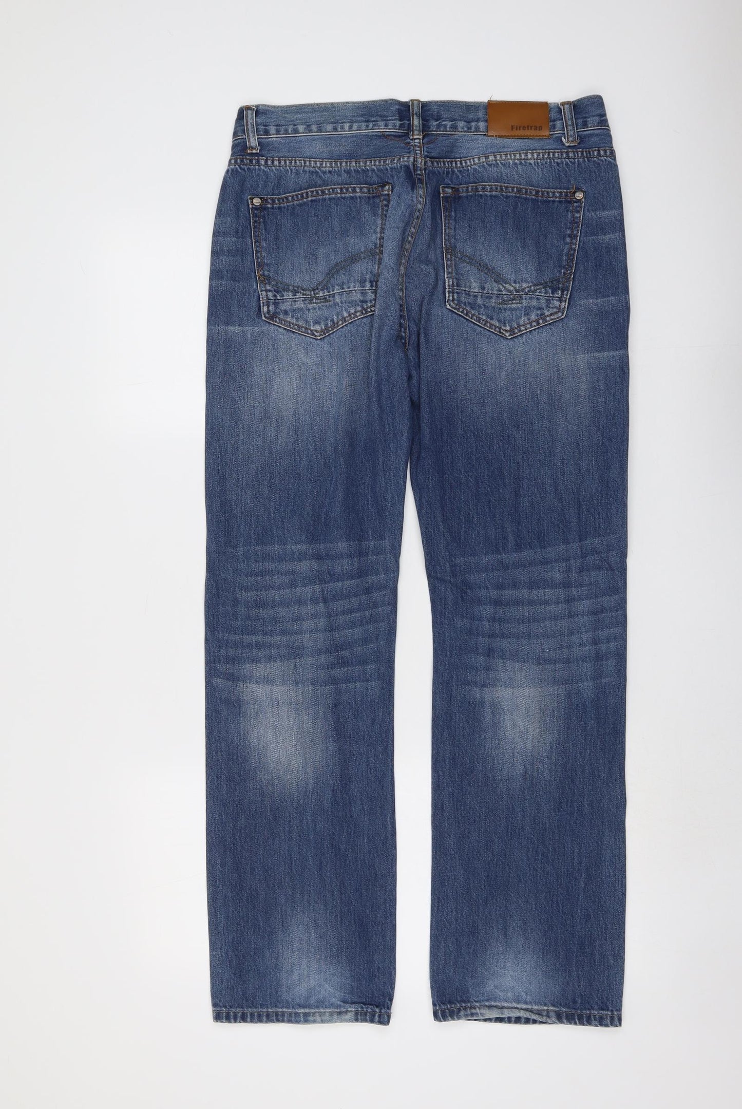 Firetrap Mens Blue Cotton Straight Jeans Size 32 in L30 in Regular Button