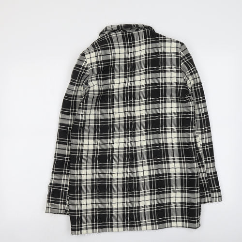 ASOS Womens Black Plaid Polyester Jacket Blazer Size 4