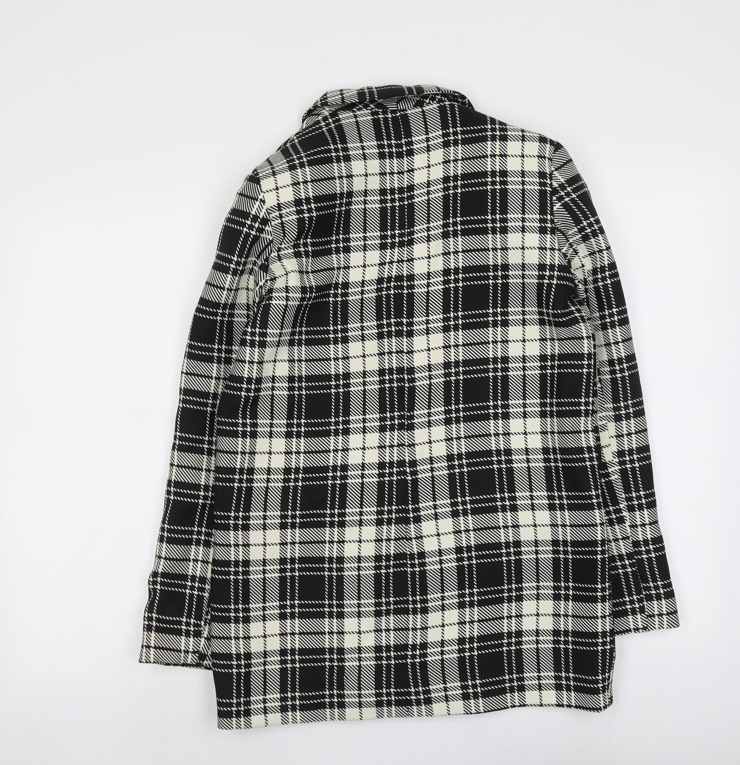 ASOS Womens Black Plaid Polyester Jacket Blazer Size 4