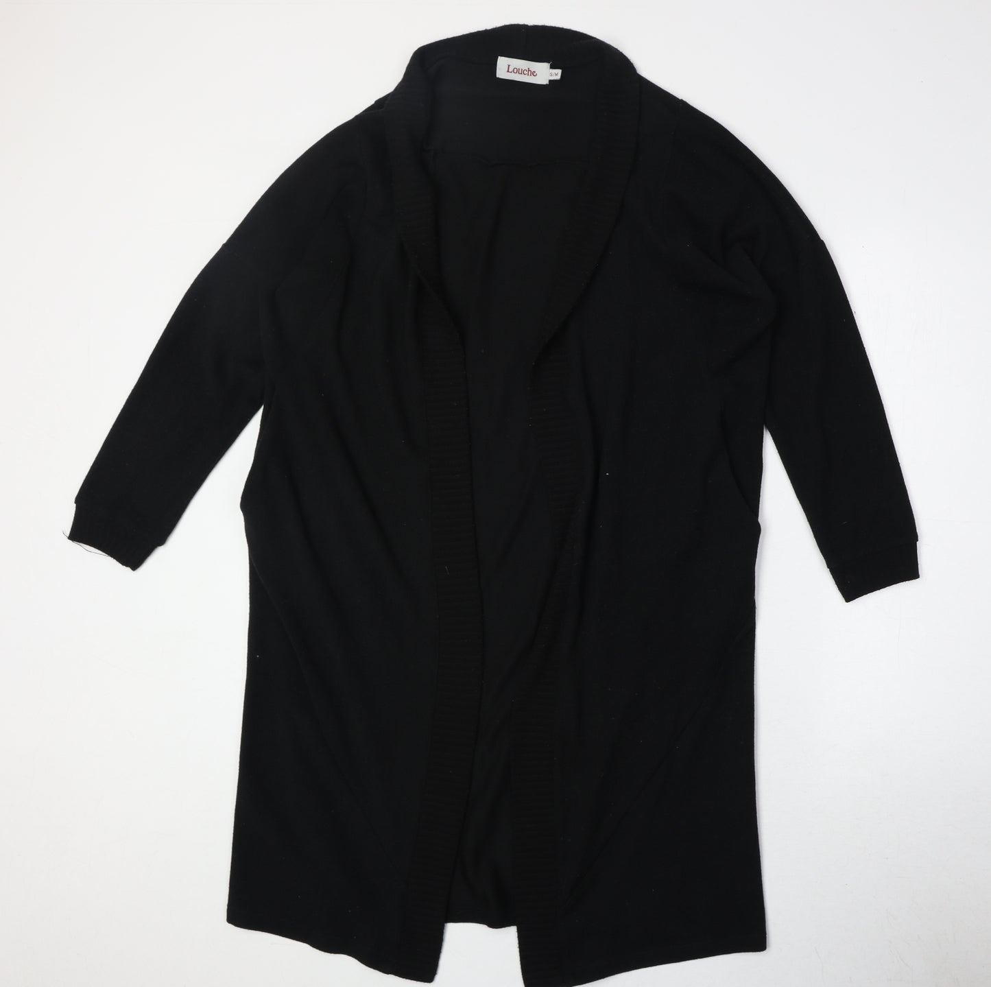 Louche Womens Black V-Neck Polyester Cardigan Jumper Size S - Size S/M