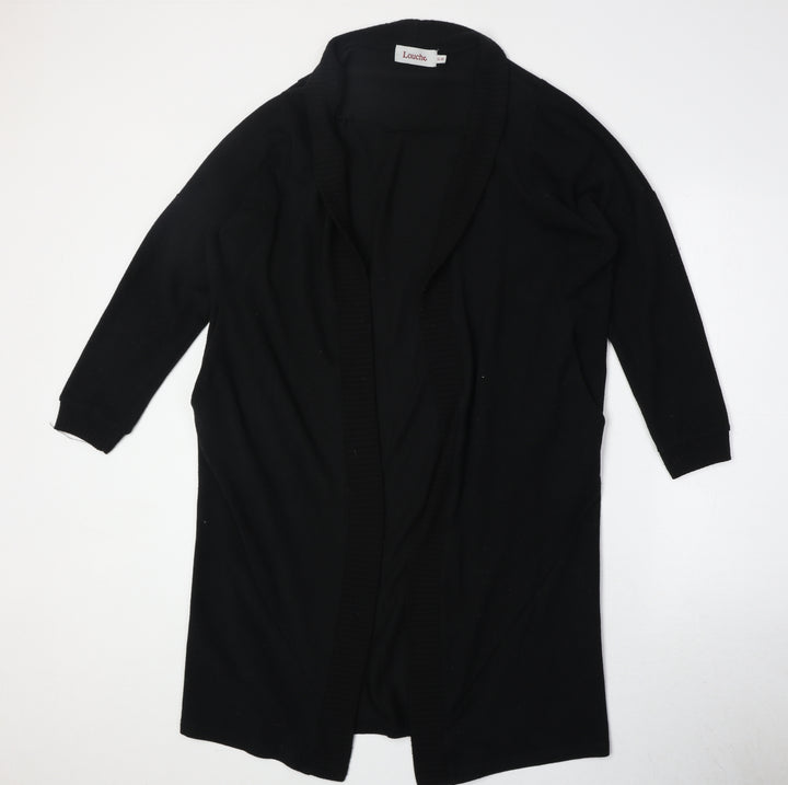 Louche Womens Black V-Neck Polyester Cardigan Jumper Size S - Size S/M