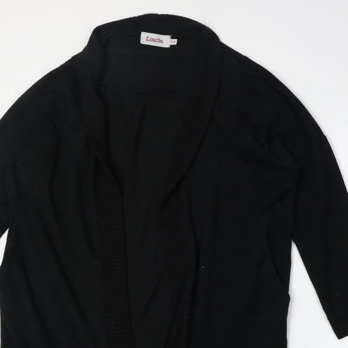 Louche Womens Black V-Neck Polyester Cardigan Jumper Size S - Size S/M