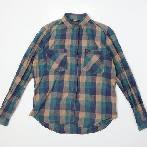 Simon Womens Multicoloured Geometric 100% Cotton Basic Button-Up Size 10 Collared