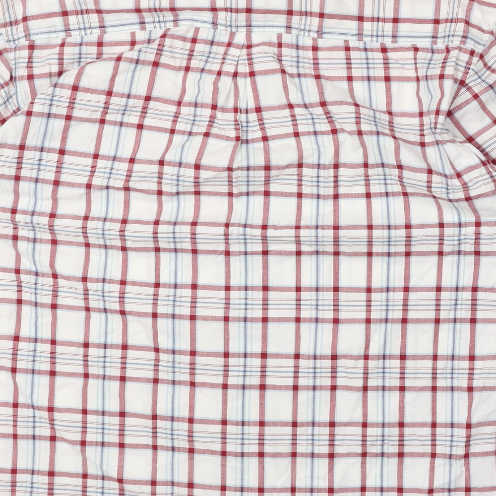 Samuel & Kevin Mens White Plaid Polyester Button-Up Size XL Collared Button