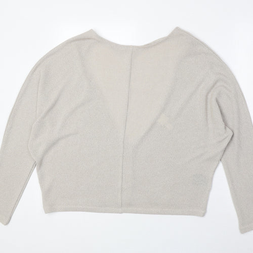 H&M Womens Beige Round Neck Polyester Pullover Jumper Size M - Open Back